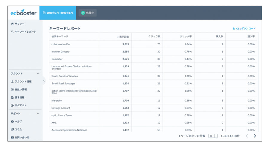 EC Booster管理画面