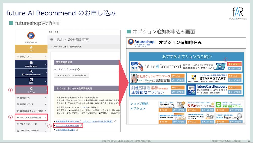 future AI Recommendの申し込み方法