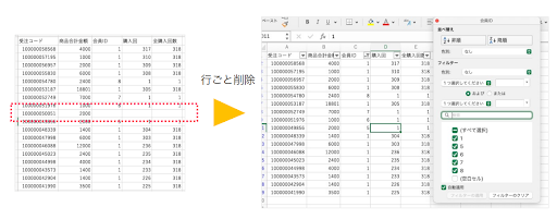 エクセルデータクリーニング手順②